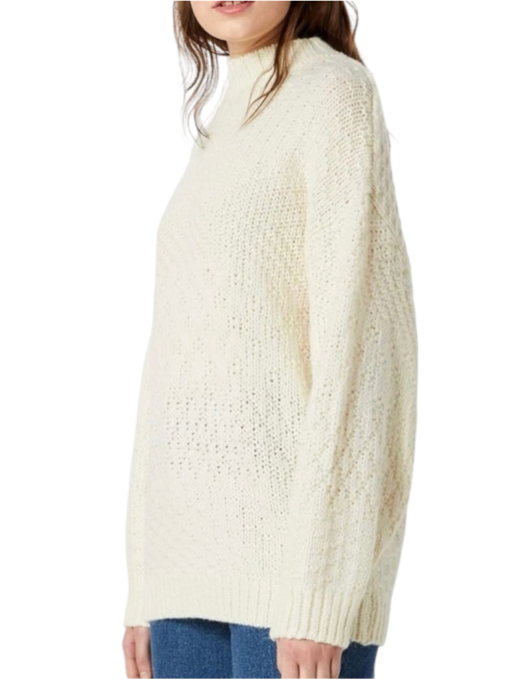 Selected Femme Knit Oversize Pullover Sweater Small Cream